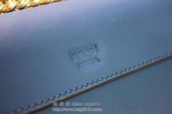 FENDI女包 深藍色 KAN I LOGO 中號手袋 芬迪女斜挎包 可斜背或手拿  fdz2088